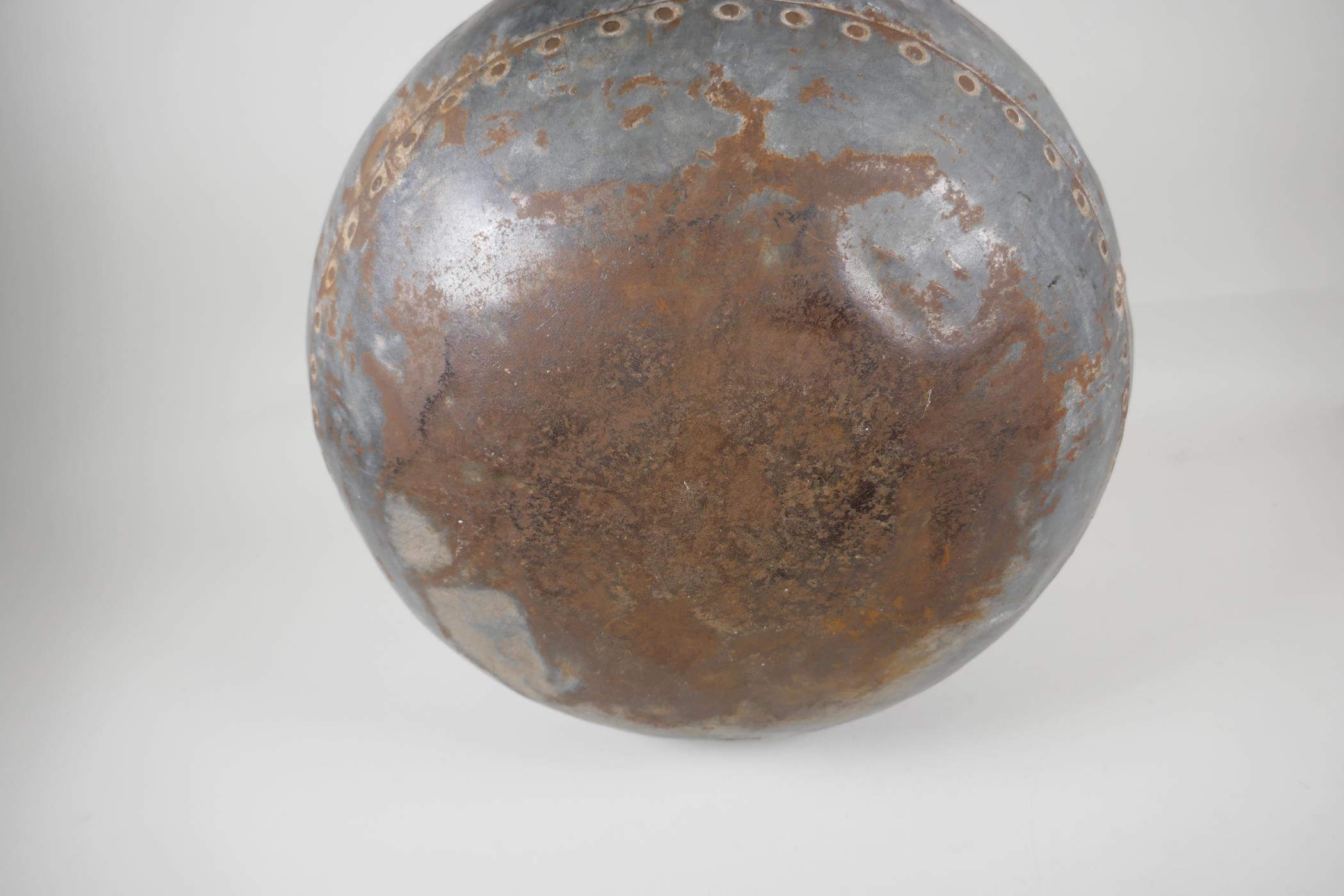 An Indian riveted metal pot/jar, 13½" diameter - Image 4 of 4