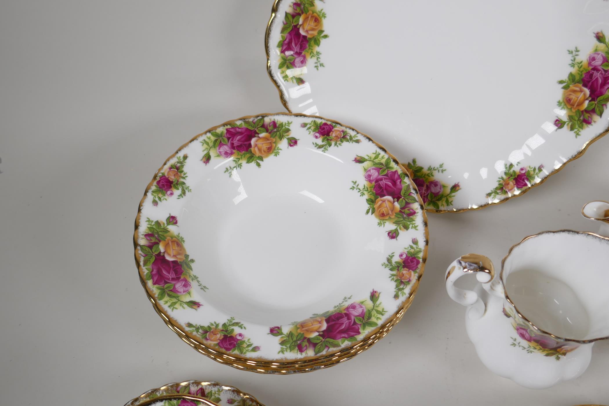 A Royal Albert Old Country Rose part dinner & tea service to include 6 dinner plates, 6 side plates, - Image 3 of 6