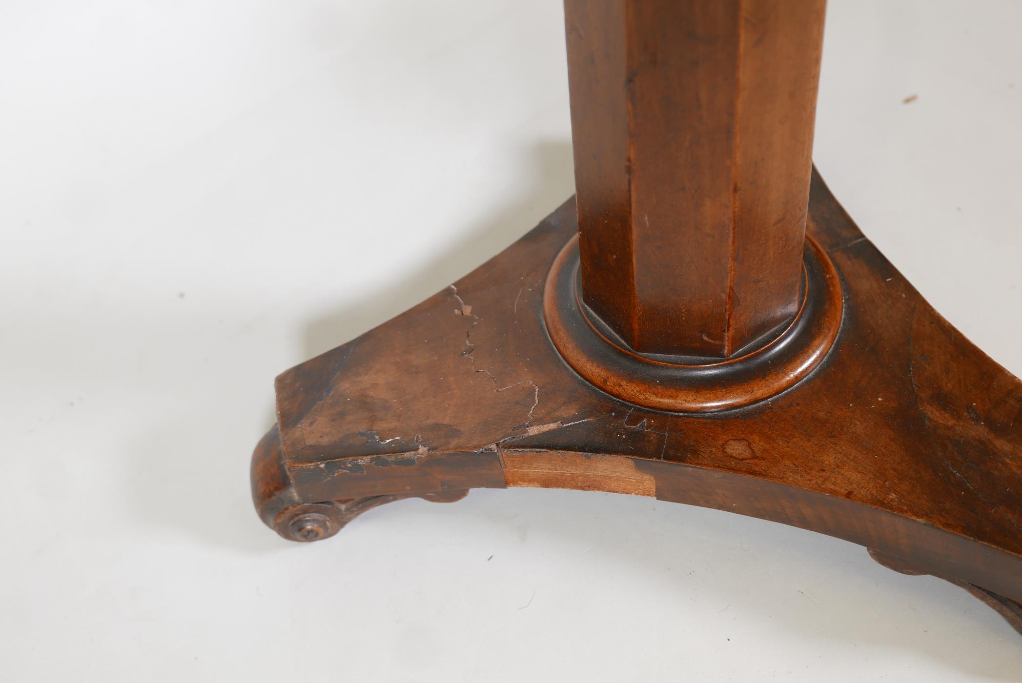 Regency mahogany occasional table with frieze top, raised on a tapering column and platform base - Image 4 of 4