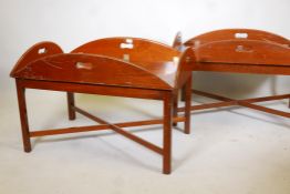 A pair of Georgian style mahogany butlers trays, with fold up flaps, complete with separate