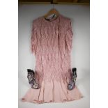 A Gina Bacconi party dress and a pair of L'Estrosa, brocade and leather boots, size 37, (unworn)