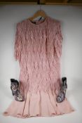 A Gina Bacconi party dress and a pair of L'Estrosa, brocade and leather boots, size 37, (unworn)