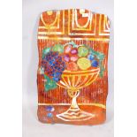 Erwin Burger, a mid century studio glass, reverse painted panel, signed and dated verso 1967, with