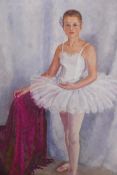 Bess Defries Brady, "Camilla Poised", portrait of a young ballerina. Oil on canvas, signed, AF,