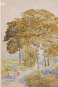 R. E Nicholson, country road with pony & cart, watercolour. Signed & dated 1915. 10" x 15"