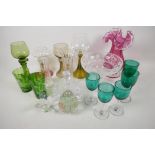 A quantity of various glassware including, Bohemian wines scottish crystal, Mary Gregory, etc