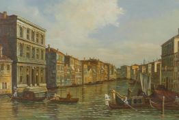 Theo Gros, The Grand Canal, Venice, C20th oil on panel, 10" x 8"