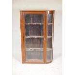 Antique walnut shop display cabinet, with bow end. 32" x 9" x 53"
