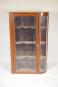 Antique walnut shop display cabinet, with bow end. 32" x 9" x 53"