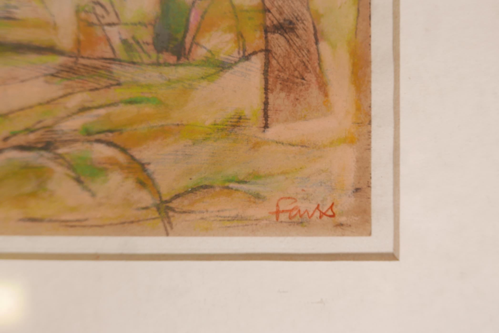 Continental landscape, mixed media on paper, signed Fairs?. 8" x 10" - Image 3 of 3