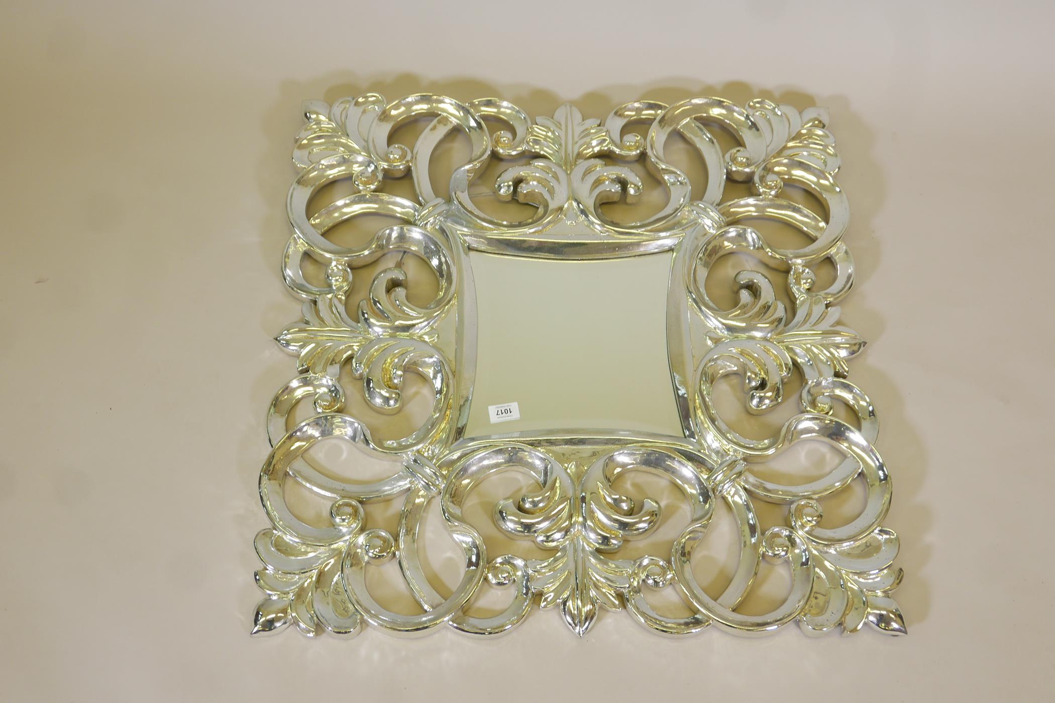 A Florentine style silver composition wall mirror, 31" x 31" - Image 2 of 3