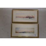 Attributed to Edward Thurlow, oriental river scene with dhows, unsigned, watercolour, and another of