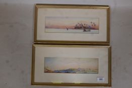 Attributed to Edward Thurlow, oriental river scene with dhows, unsigned, watercolour, and another of
