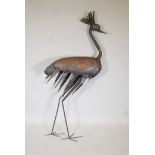 A painted iron sculpture of an emu, 63" high