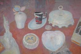 'Albert H Palmer', (New English Art Club). Oil on board, still life study. Signed & inscribed verso