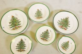 A Spode 'Christmas Tree' pattern, part dinner service, and six Cuthbertson House plates of a similar