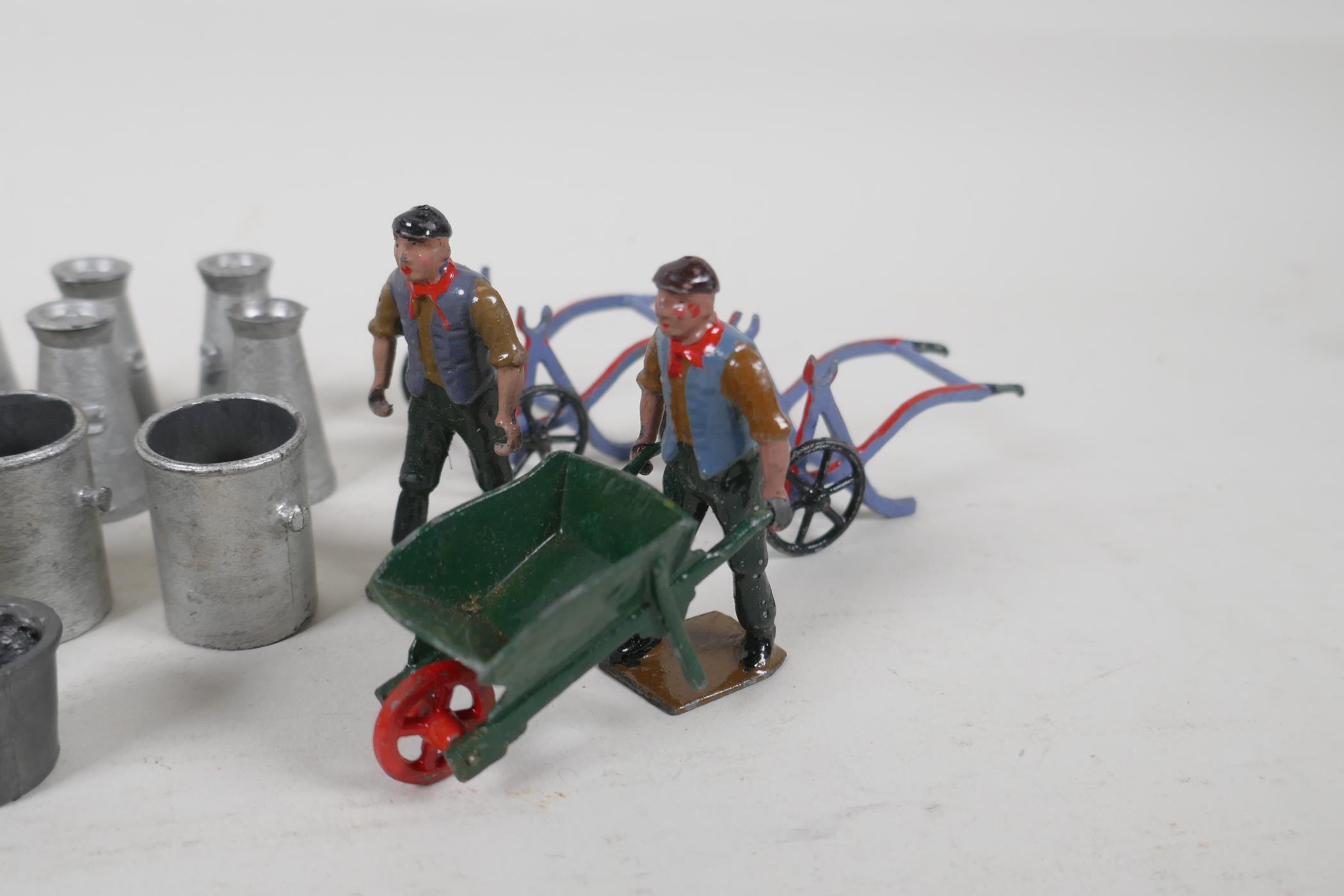 A collection of Britains, painted lead agricultural figures & milk churns, etc. AF - Image 5 of 6