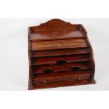 A mahogany tambour front stationery cabinet, 12½" x 12" x 9".