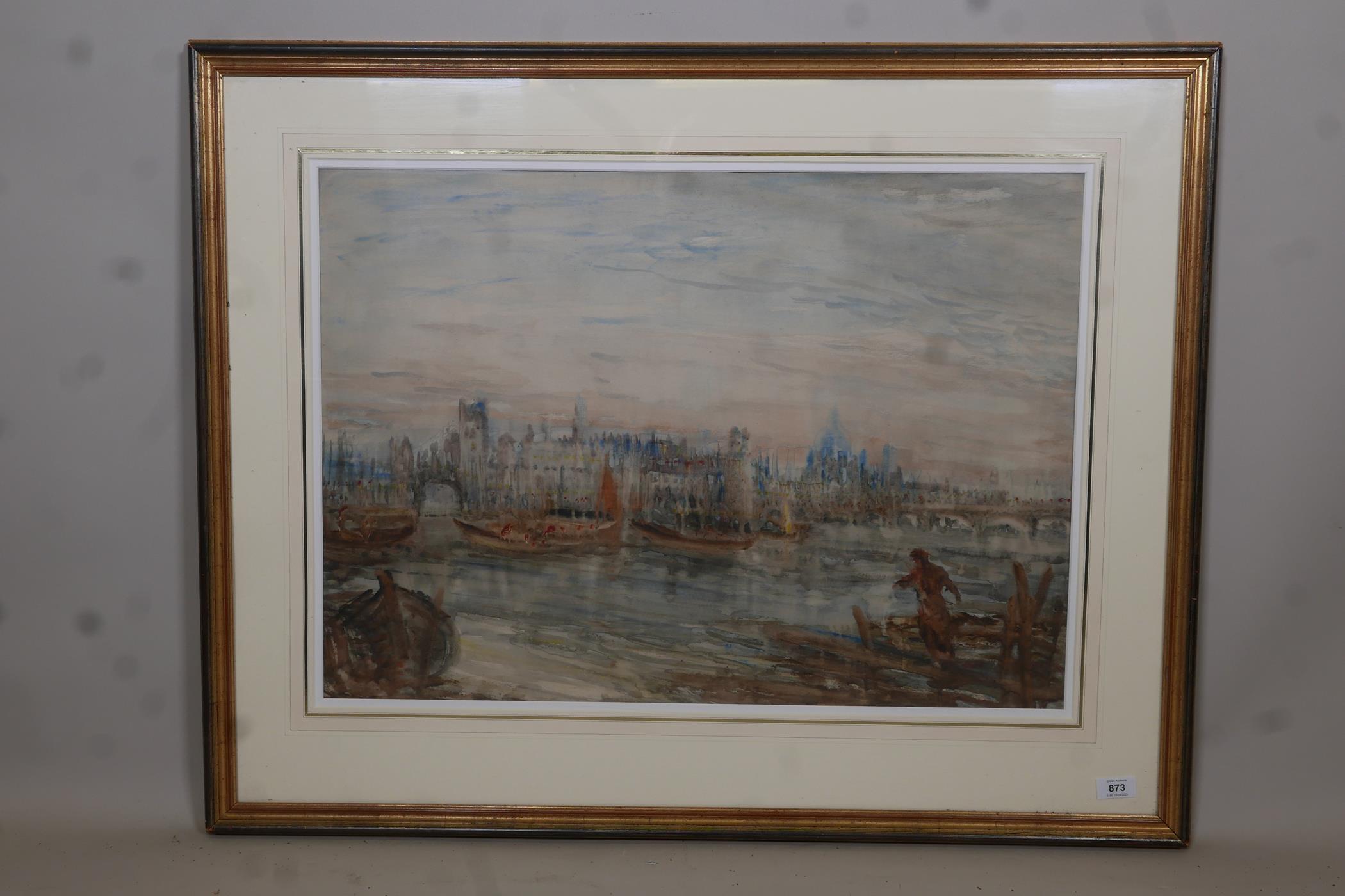 William Freeman, (1851-1934), Romantic City Skyline I, watercolour, 21" x 29" - Image 2 of 3