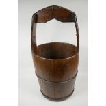 A C19th iron bound wooden pail. 24" high