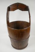 A C19th iron bound wooden pail. 24" high