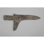 A Chinese archaic style bronze Ge, (dagger/axe), 9" x 4½"