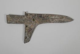 A Chinese archaic style bronze Ge, (dagger/axe), 9" x 4½"