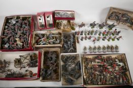A collection of 150+ painted lead soldiers, civilians, cowboys & indians. All appear to be Britains.