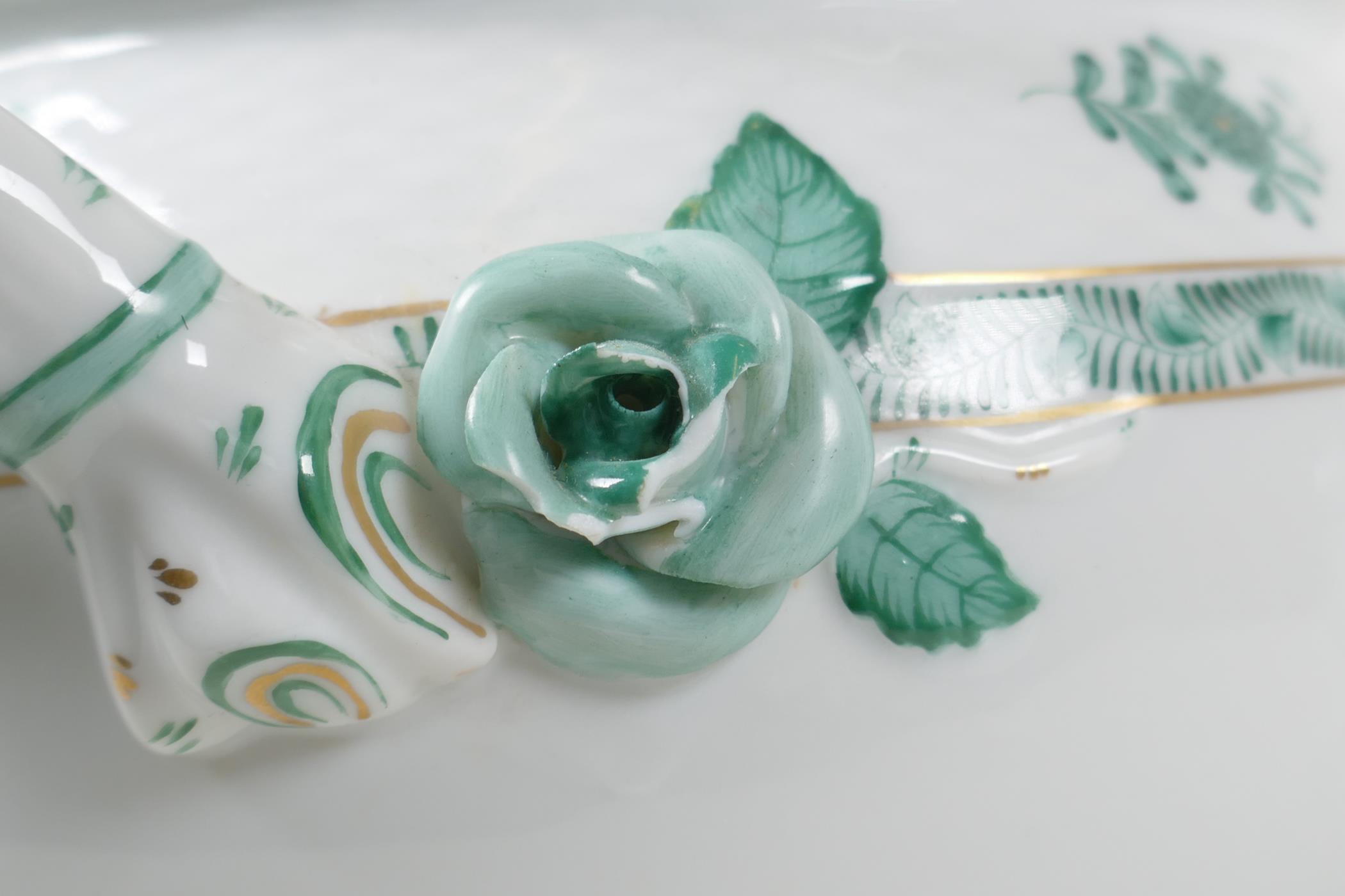 A Herend porcelain, with green Chinese bouquet pattern, two handled pot. And milk jug. AF. Largest - Image 5 of 10