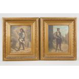 Louis Herbelin, portraits of C17th gentlemen, a pair of monogrammed C19th oils on canvas, one signed