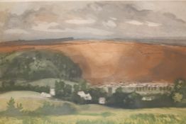 Patricia A Regnart, "Looking down on Withington", limited edition aquatint, 57/75 signed, 21" x 14"