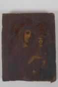 Portrait of the Madonna and Child, antique icon on panel, 8" x 7"