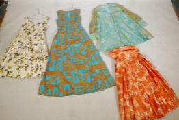 Four bespoke 1950s/60s lady's vintage dresses