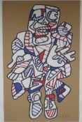 After Jean Dubuffet, abstract figure, four colour silkscreen print. Printed signature. 14½" x 23"