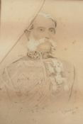 A pencil & wash portrait of a military gentleman, signed R Bucha '87, 8" x 11"