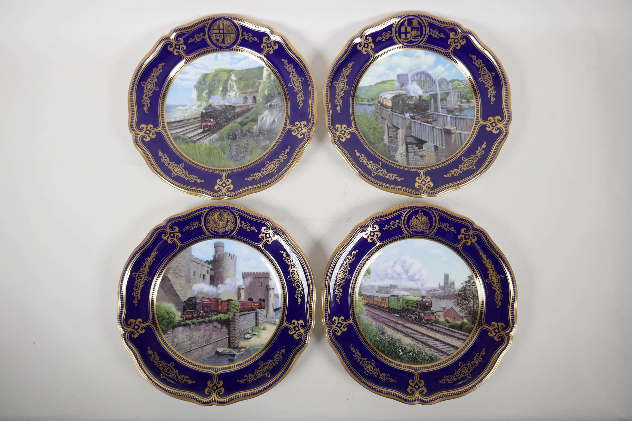 A set of four Spode limited edition collectors plates, from the series depicting British express