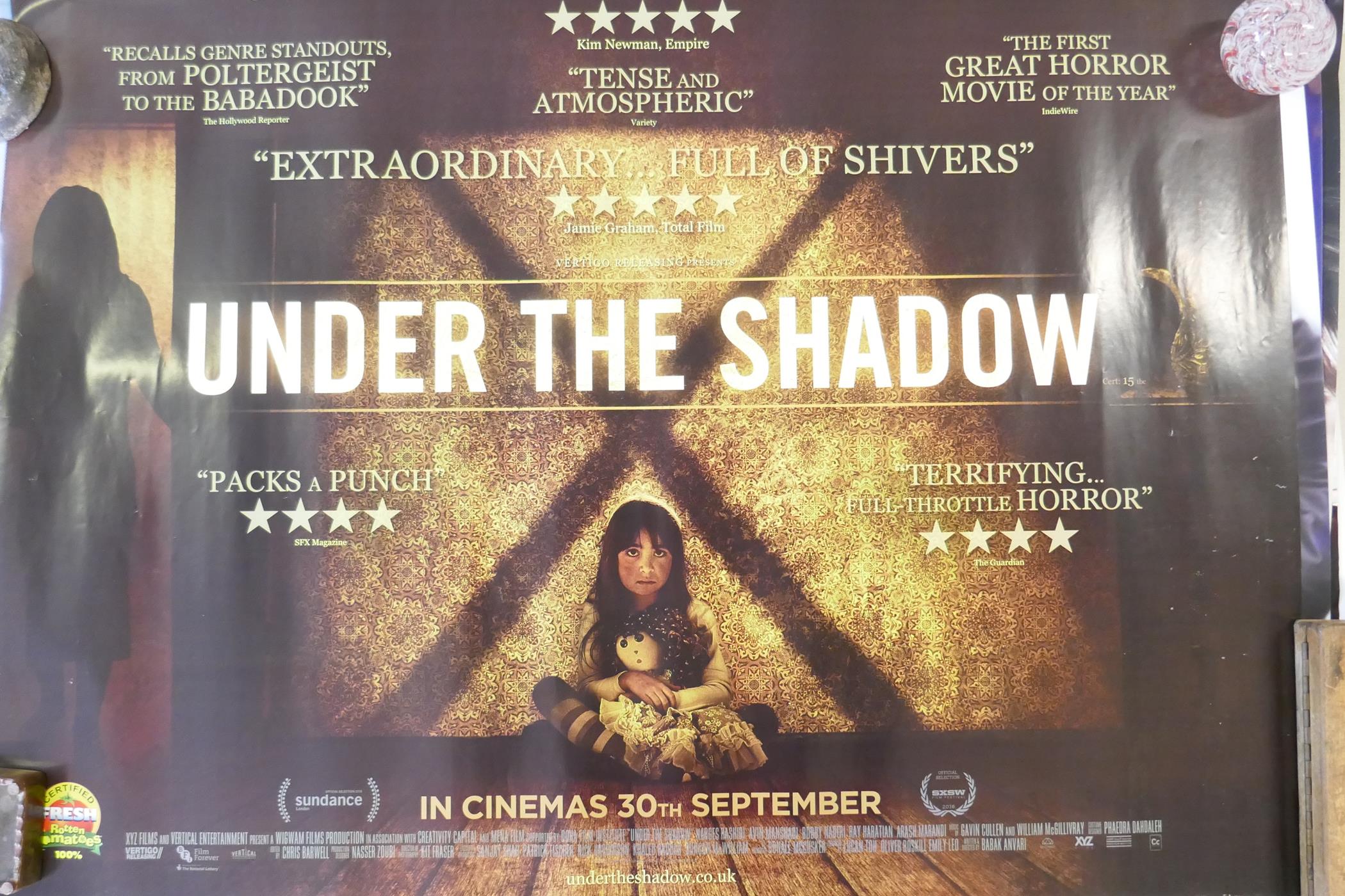 Ten Quad film posters, including 'Under the Shadow', 'The Beat That My Heart Skipped', 'The Duke