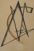 Antonia Fedorovna Sofronova, constructivist abstract, mixed media on paper. 5½" x 7½", AF