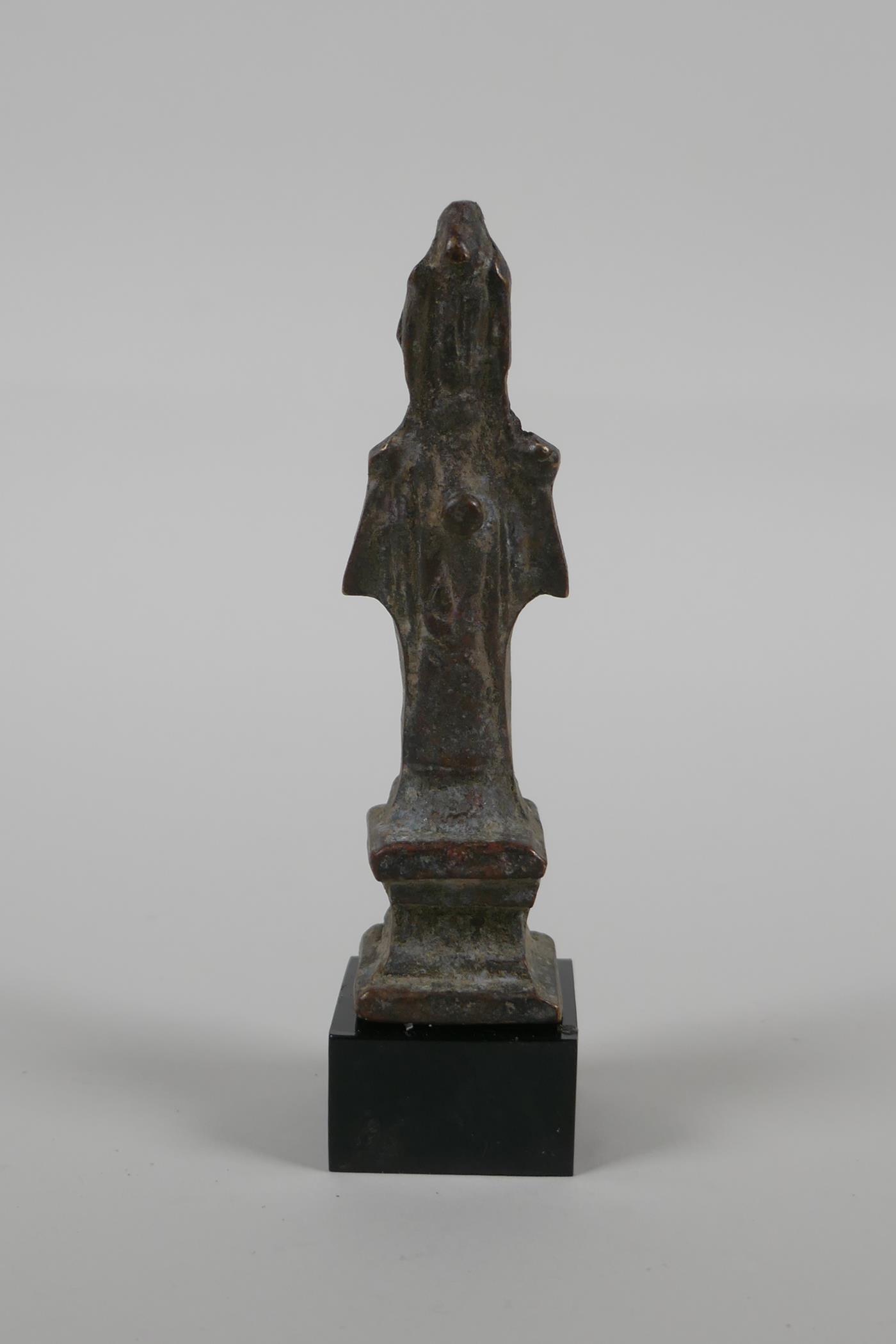 A Chinese figural naive bronze of a female deity, 4½" high - Image 4 of 4