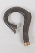 A C19th carved horn "Shepherds Crook", parasol handle. 2¾" x 3½"