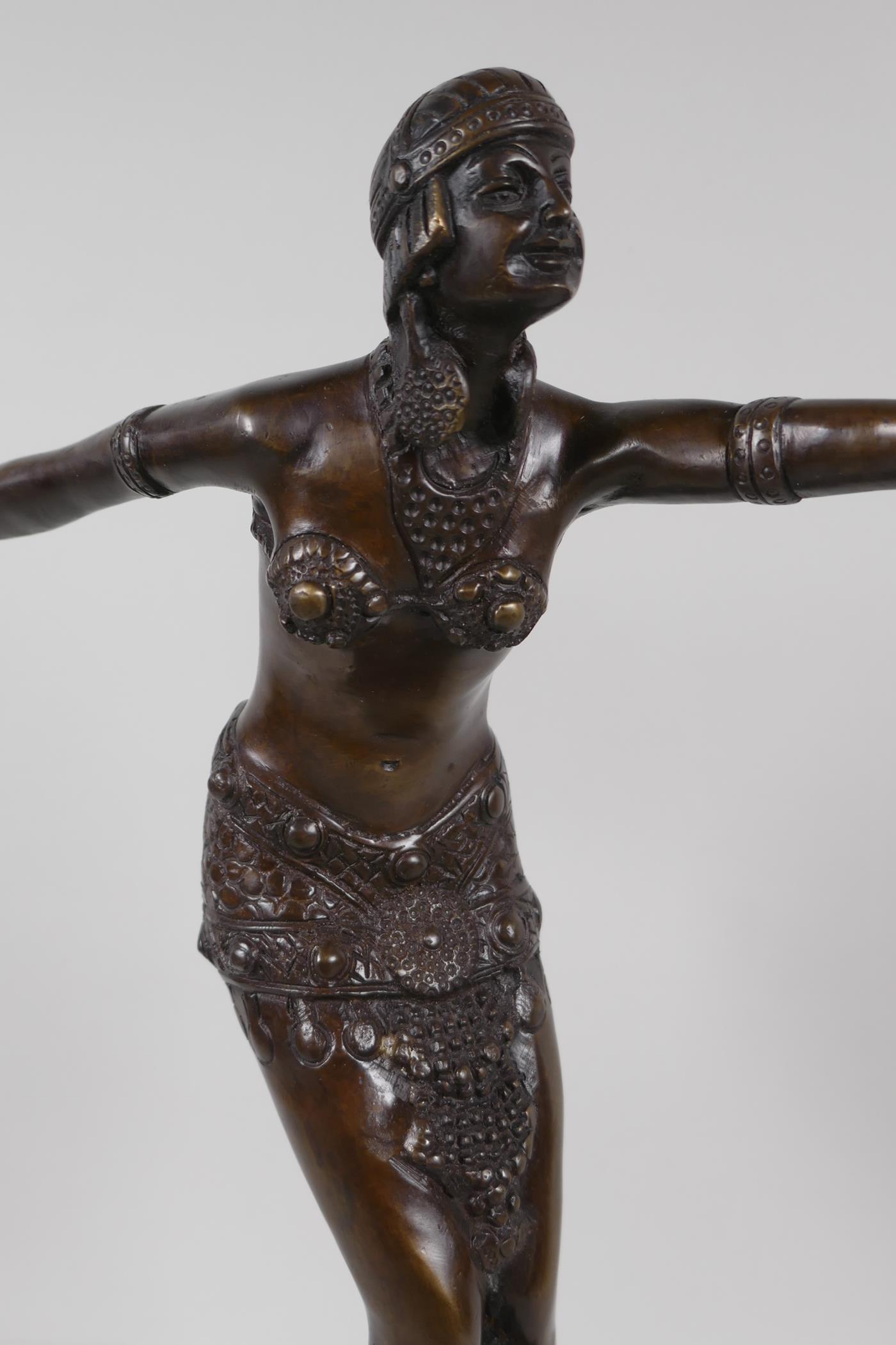 An Art Deco style figurine of a dancing girl, after Preis, on a stepped base, 16½" high - Image 2 of 4