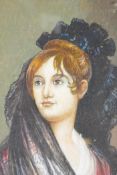 A lady in fine headdress, signed, 3½" x 4 ½"