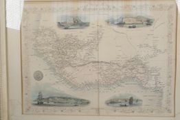 A framed bookplate map of West Africa, by J. Rapkin. Illustrated by H. Winkles. 13" x 10"