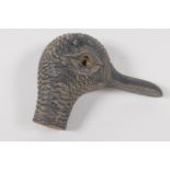 A C19th horn parasol handle, carved as a ducks head. 2" long