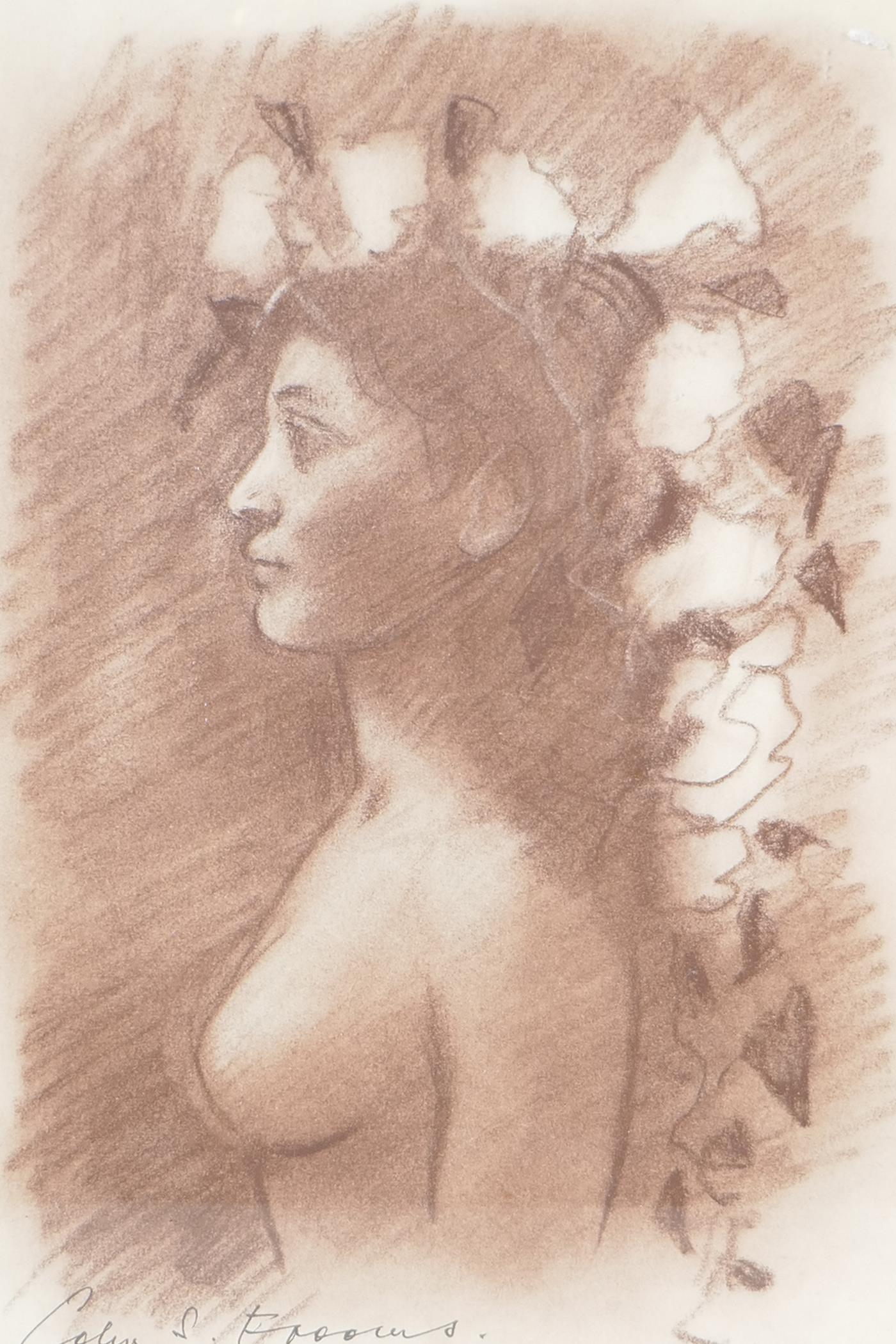 A pencil sketch of a male nude, after the antique, 8" x 5½", and a contemporary female nude by Colin - Image 3 of 3