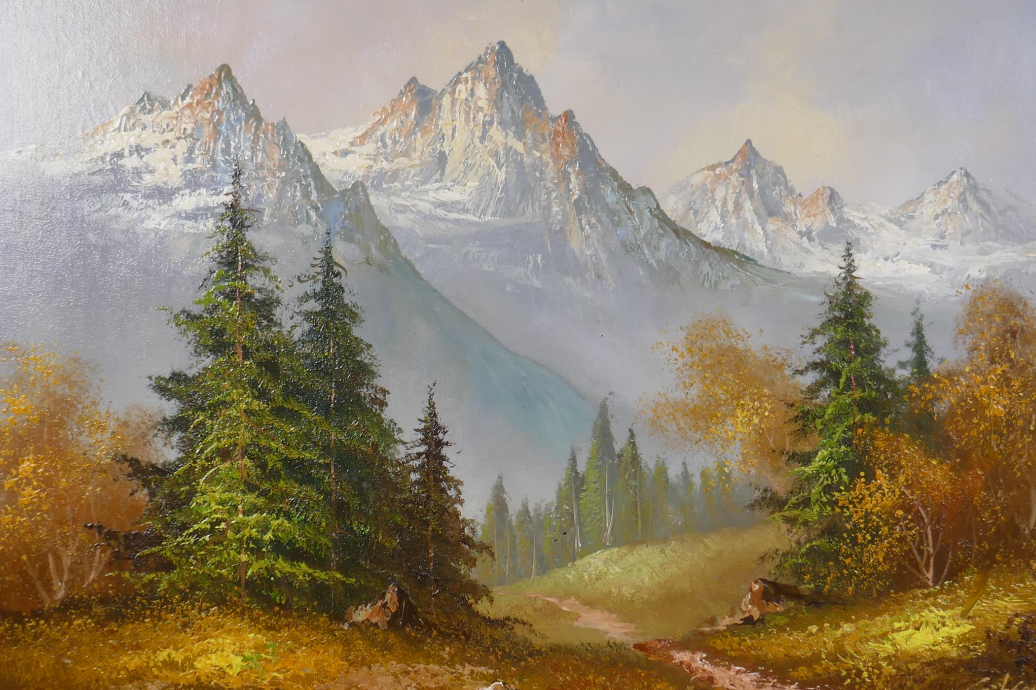 Gibson, Alpine landscape, oil on board. 24" x 20"