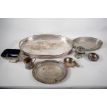 A Sheffield plated oval gallery tray with pierced gallery, 18" x 12", a quantity of silver plated