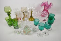 A quantity of various glassware including, Bohemian wines scottish crystal, Mary Gregory, etc