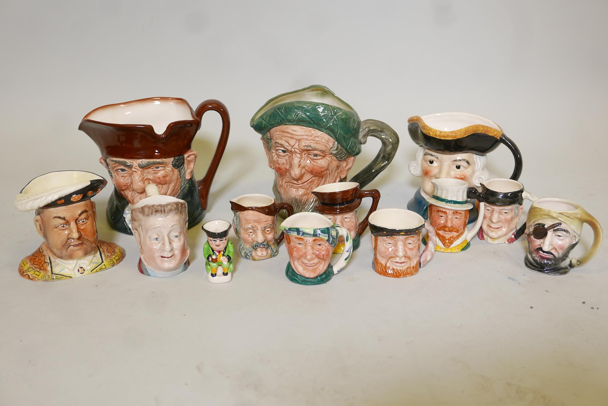 A collection of character jugs, Royal Doulton, Sylvac, etc, full size and miniature