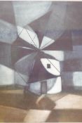 Francis Kelly, "Windmill", limited edition drypoint etching, 5/50. 14" x 18" signed
